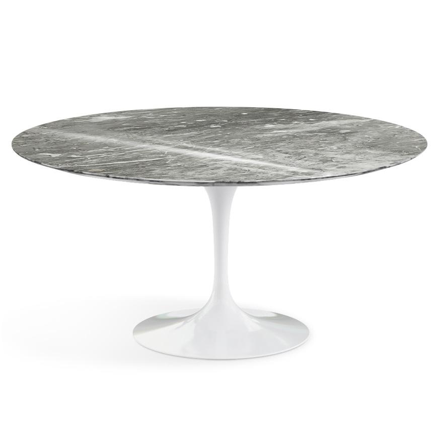 Saarinen 60" Round Dining Table Dining Tables Knoll White Grey Coated Marble