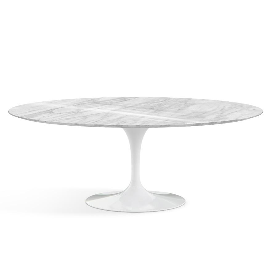 Saarinen 78" Oval Dining Table Medium Dining Tables Knoll White Carrara marble, Shiny finish