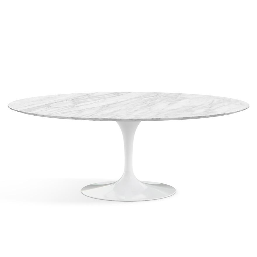 Saarinen 78" Oval Dining Table Medium Dining Tables Knoll White Carrara marble, Satin finish