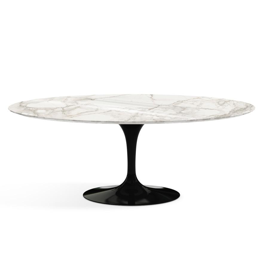 Saarinen 78" Oval Dining Table Medium Dining Tables Knoll Black Calacatta marble, Shiny finish