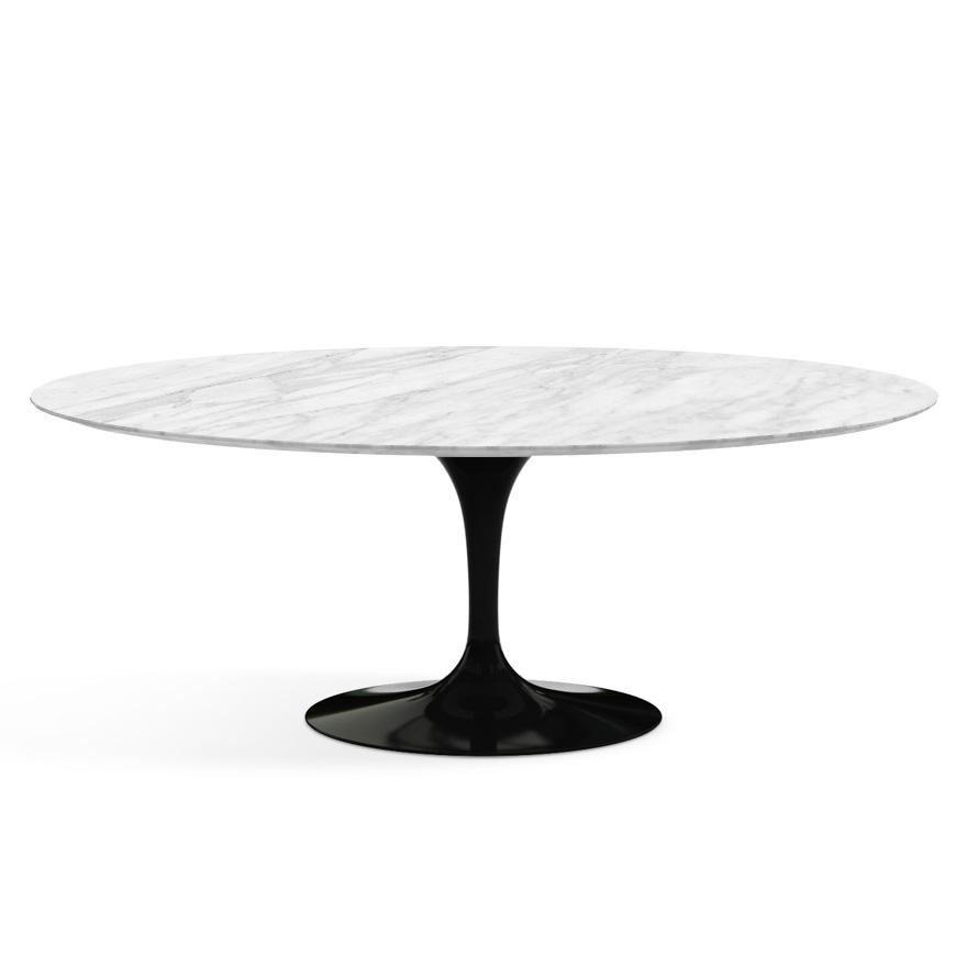 Saarinen 78" Oval Dining Table Medium Dining Tables Knoll Black Carrara marble, Satin finish