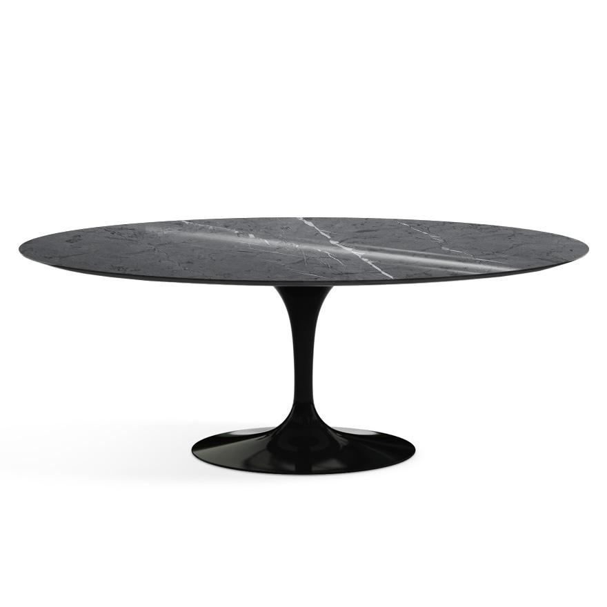 Saarinen 78" Oval Dining Table Medium Dining Tables Knoll Black Grigio Marquina marble, Shiny finish