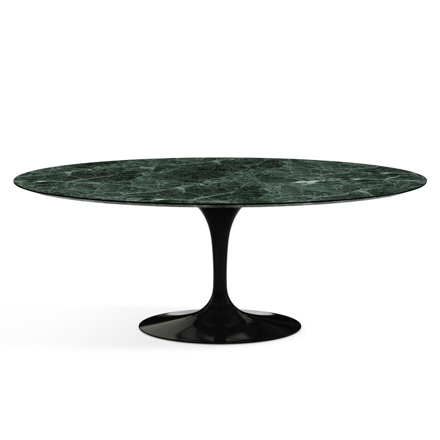 Saarinen 78" Oval Dining Table Medium Dining Tables Knoll Black Verde Alpi marble, Satin finish