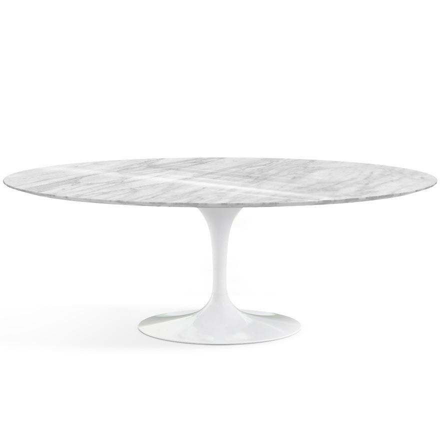 Saarinen 84" Oval Dining Table Dining Tables Knoll White Carrara marble, Shiny finish