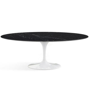 Saarinen 84" Oval Dining Table Dining Tables Knoll White Nero Marquina marble, Satin finis 