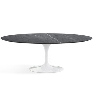 Saarinen 84" Oval Dining Table Dining Tables Knoll White Grigio Marquina marble, Satin finish 