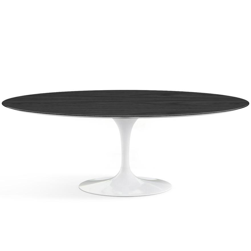 Saarinen 84" Oval Dining Table Dining Tables Knoll White Slate, Natural