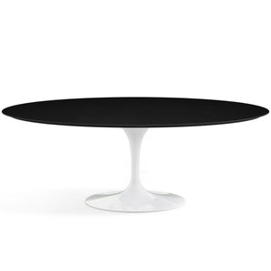 Saarinen 84" Oval Dining Table Dining Tables Knoll White Black laminate, Satin finish 