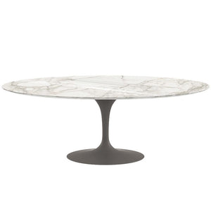Saarinen 84" Oval Dining Table Dining Tables Knoll Grey Calacatta marble, Shiny finish 