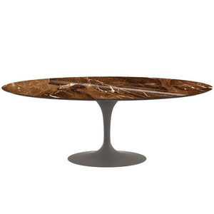 Saarinen 84" Oval Dining Table Dining Tables Knoll Grey Espresso marble, Shiny finish 
