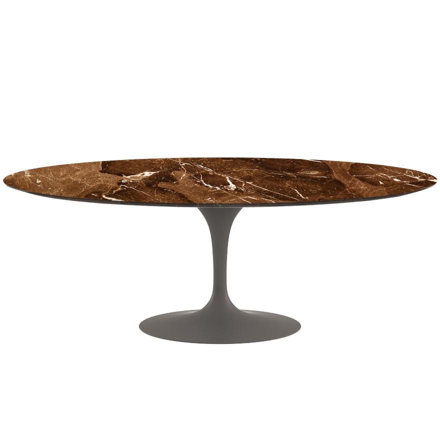 Saarinen 84" Oval Dining Table Dining Tables Knoll Grey Espresso marble, Satin finish