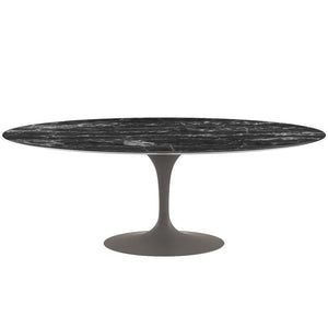 Saarinen 84" Oval Dining Table Dining Tables Knoll Grey Portoro marble, Satin finish 