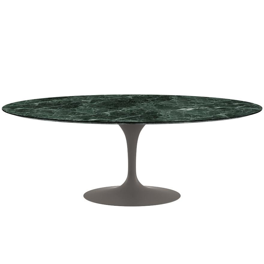 Saarinen 84" Oval Dining Table Dining Tables Knoll Grey Verde Alpi marble, Satin finish