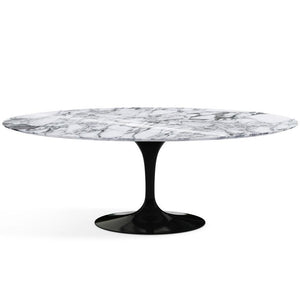Saarinen 96" Oval Dining Table Large Dining Tables Knoll Black Arabescato marble, Shiny finish 