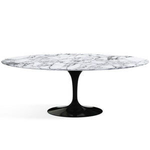 Saarinen 96" Oval Dining Table Large Dining Tables Knoll Black Arabescato marble, Satin finish 