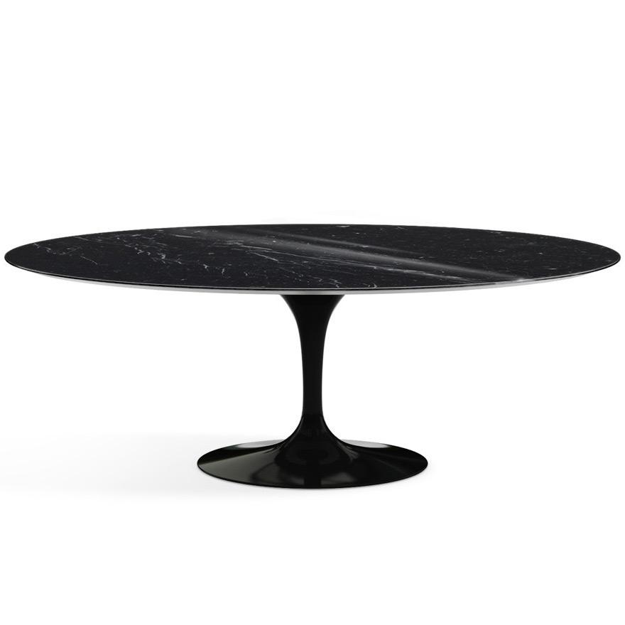 Saarinen 96" Oval Dining Table Large Dining Tables Knoll Black Nero Marquina marble, Shiny finish