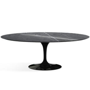 Saarinen 96" Oval Dining Table Large Dining Tables Knoll Black Grigio Marquina marble, Shiny finish 