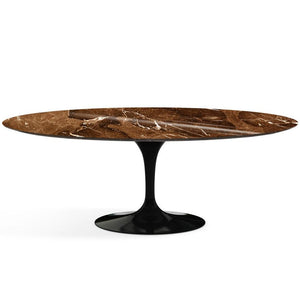 Saarinen 96" Oval Dining Table Large Dining Tables Knoll Black Espresso marble, Shiny finish 