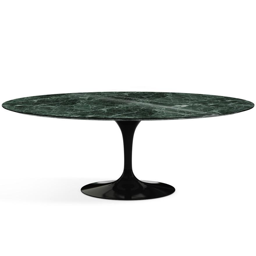 Saarinen 96" Oval Dining Table Large Dining Tables Knoll Black Verde Alpi marble, Shiny finish