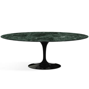 Saarinen 96" Oval Dining Table Large Dining Tables Knoll Black Verde Alpi marble, Satin finish 