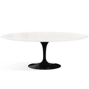 Saarinen 96" Oval Dining Table Large Dining Tables Knoll Black Vetro Bianco 