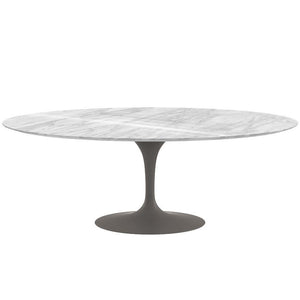 Saarinen 96" Oval Dining Table Large Dining Tables Knoll Grey Carrara marble, Shiny finish 