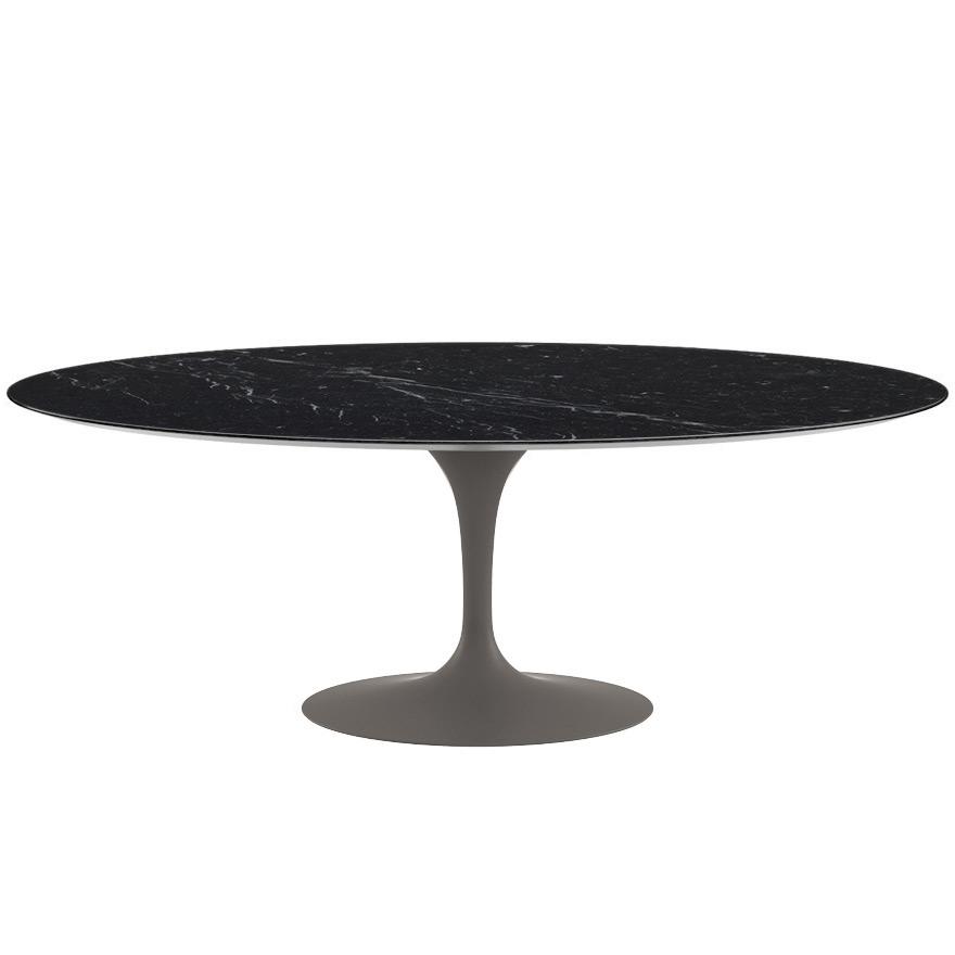 Saarinen 96" Oval Dining Table Large Dining Tables Knoll Grey Nero Marquina marble, Satin finish