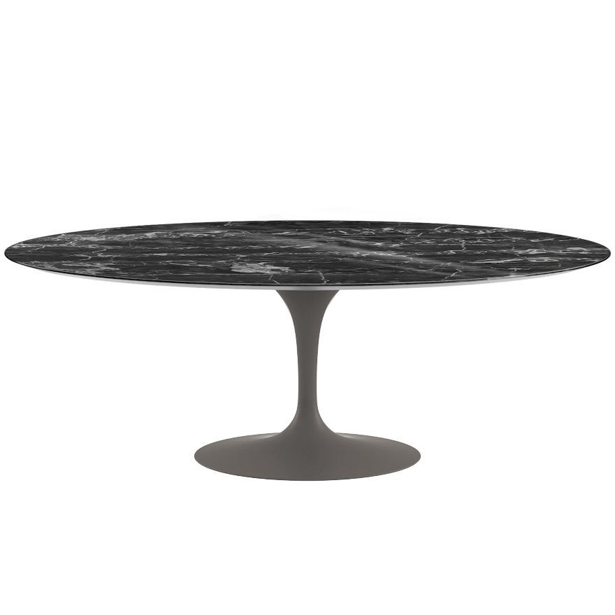 Saarinen 96" Oval Dining Table Large Dining Tables Knoll Grey Portoro marble, Shiny finish
