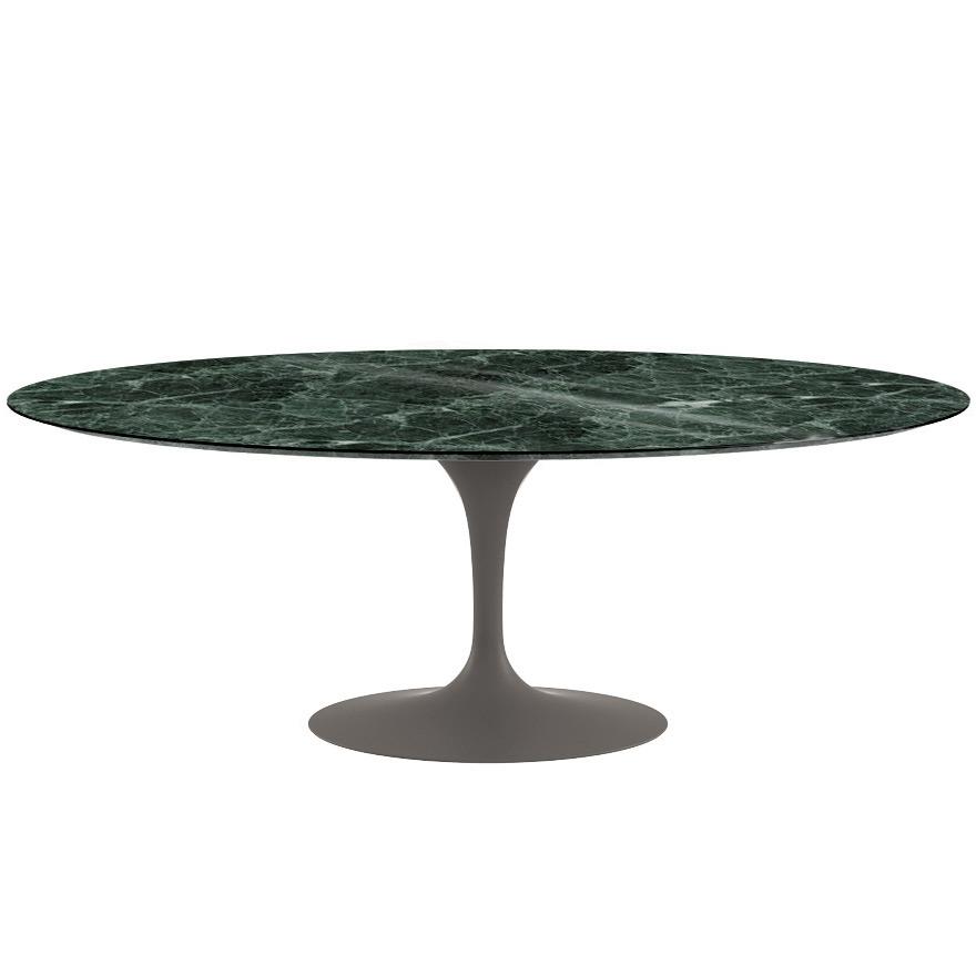 Saarinen 96" Oval Dining Table Large Dining Tables Knoll Grey Verde Alpi marble, Shiny finish