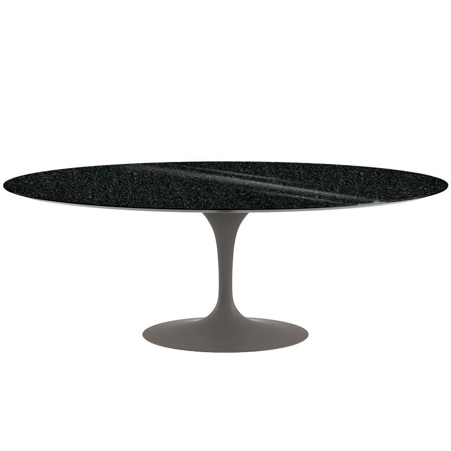 Saarinen 96" Oval Dining Table Large Dining Tables Knoll Grey Black Andes, Granite