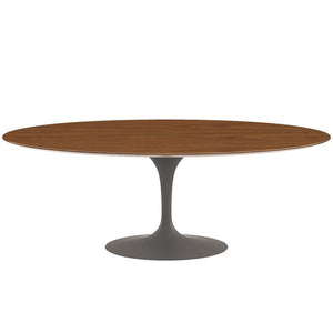 Saarinen 96" Oval Dining Table Large Dining Tables Knoll Grey Light Walnut 