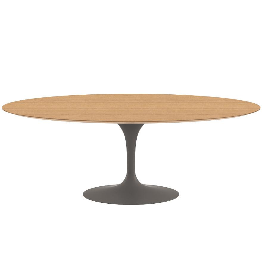 Saarinen 96" Oval Dining Table Large Dining Tables Knoll Grey Light Oak