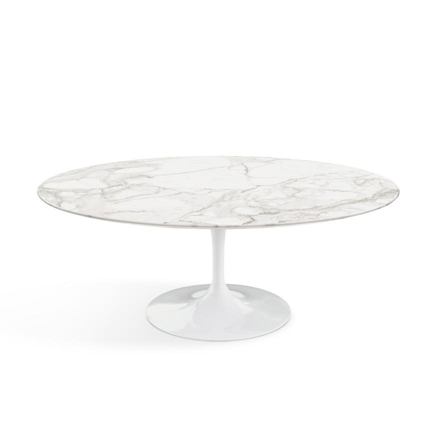 Saarinen Coffee Table - 42” Oval Dining Tables Knoll White Calacatta marble, Satin finish