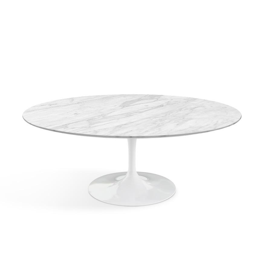 Saarinen Coffee Table - 42” Oval Dining Tables Knoll White Carrara Satin Coated Marble