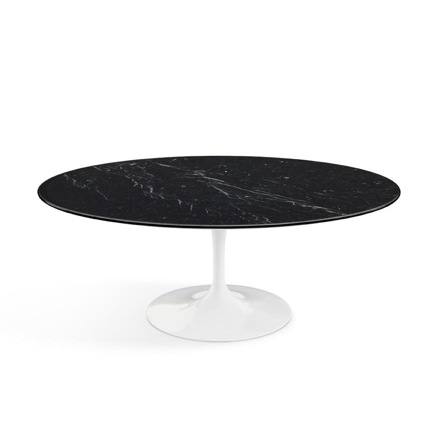 Saarinen Coffee Table - 42” Oval Dining Tables Knoll White Nero Marquina marble, Satin finish