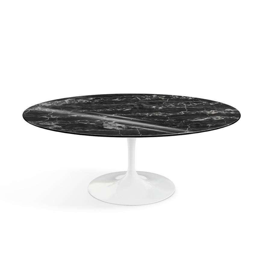 Saarinen Coffee Table - 42” Oval Dining Tables Knoll White Portoro marble, Shiny finish