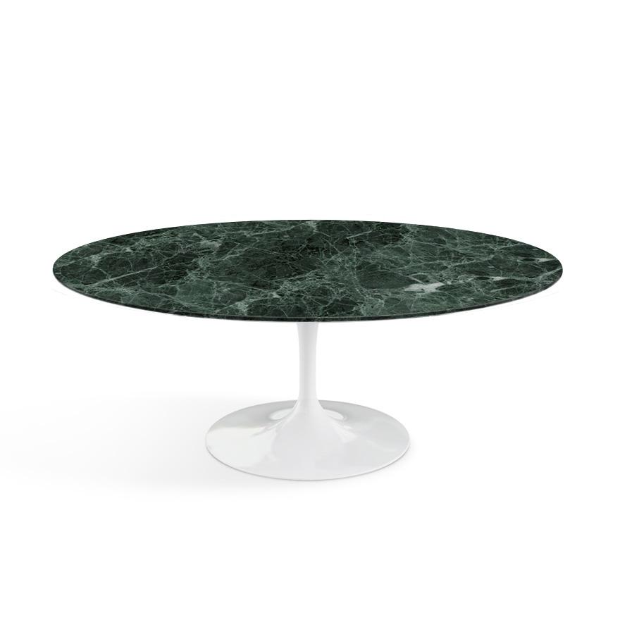Saarinen Coffee Table - 42” Oval Dining Tables Knoll White Verde Alpi marble, Satin finish