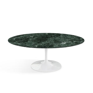 Saarinen Coffee Table - 42” Oval Dining Tables Knoll White Verde Alpi marble, Satin finish 