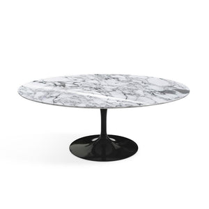 Saarinen Coffee Table - 42” Oval Dining Tables Knoll Black Arabescato marble, Shiny finish 