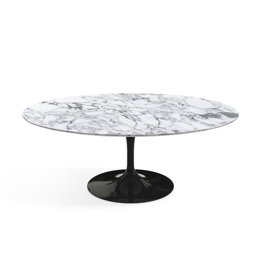Saarinen Coffee Table - 42” Oval Dining Tables Knoll Black Arabescato marble, Satin finish