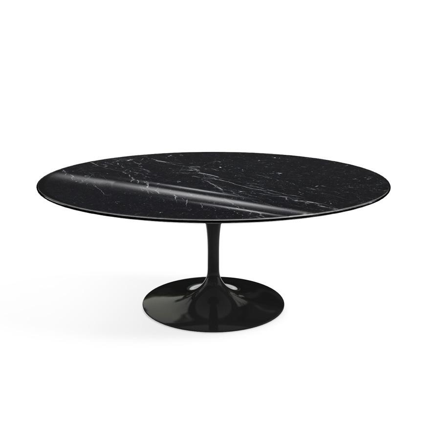 Saarinen Coffee Table - 42” Oval Dining Tables Knoll Black Nero Marquina marble, Shiny finish