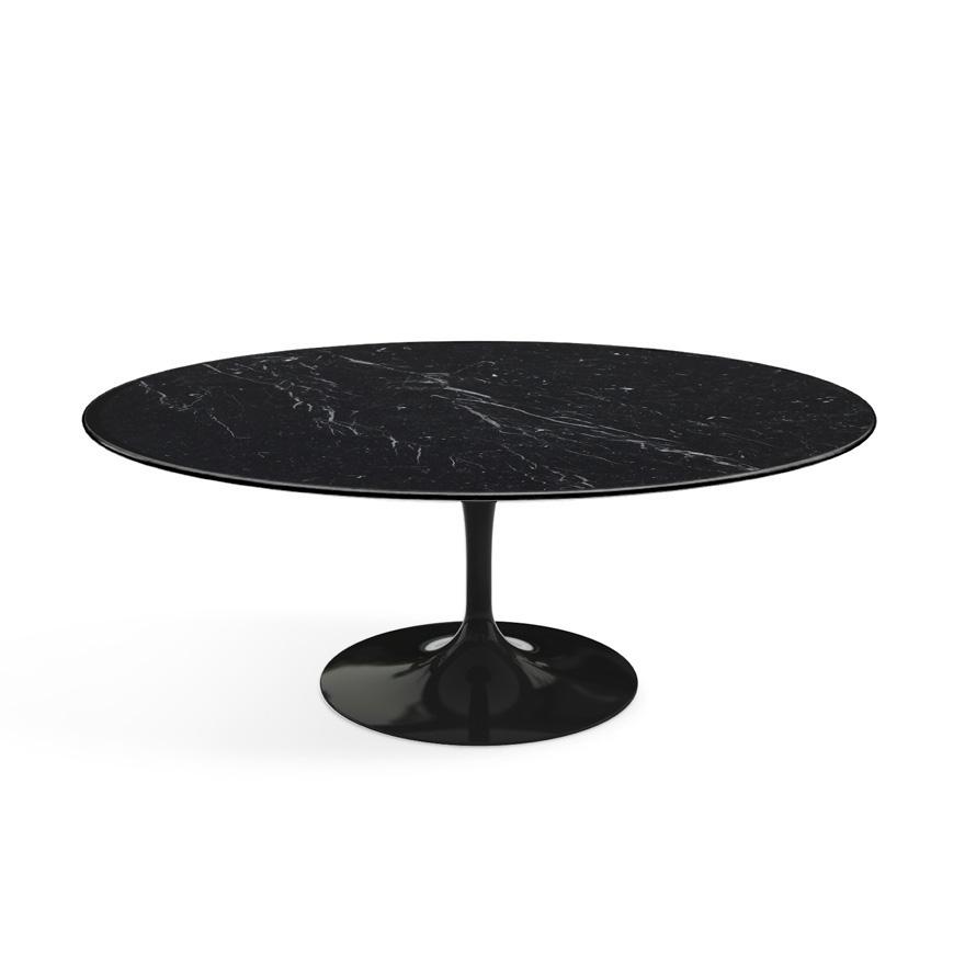 Saarinen Coffee Table - 42” Oval Dining Tables Knoll Black Nero Marquina marble, Satin finish