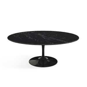 Saarinen Coffee Table - 42” Oval Dining Tables Knoll Black Nero Marquina marble, Satin finish 