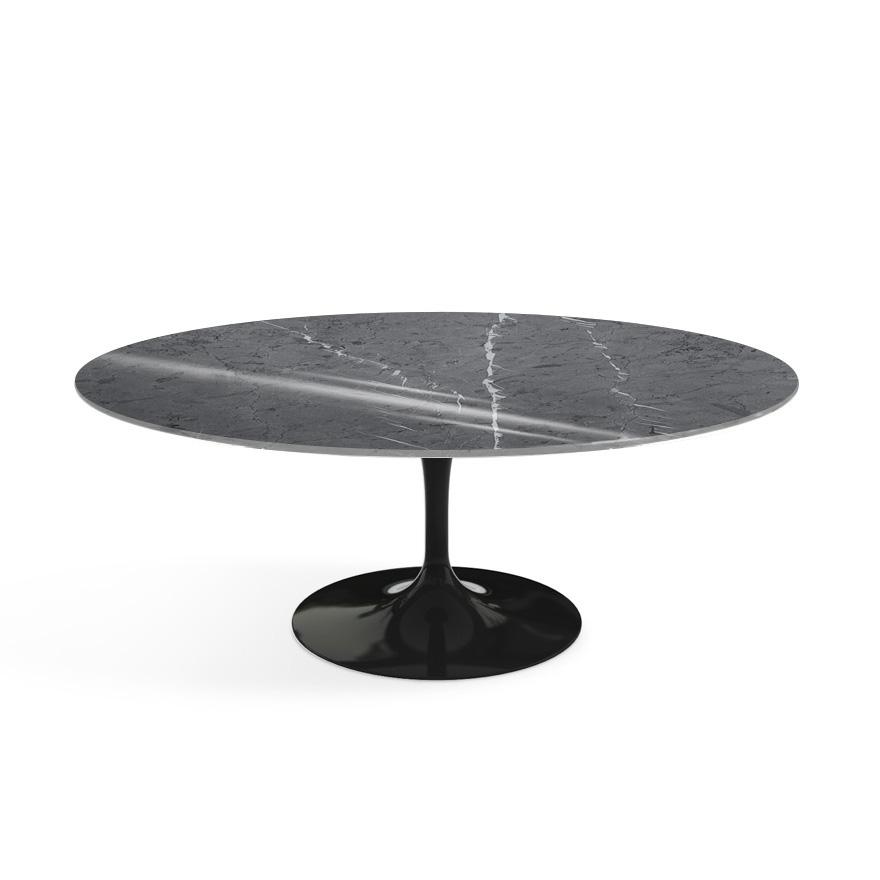 Saarinen Coffee Table - 42” Oval Dining Tables Knoll Black Grigio Marquina marble, Shiny finish