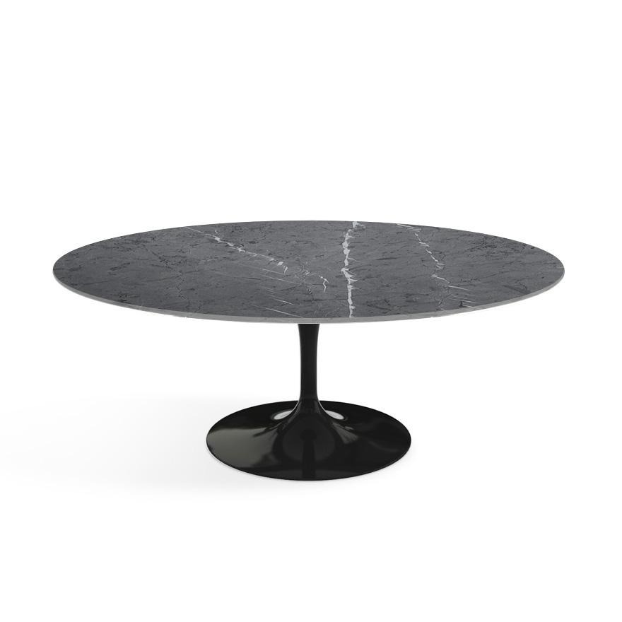 Saarinen Coffee Table - 42” Oval Dining Tables Knoll Black Grigio Marquina marble, Satin finish
