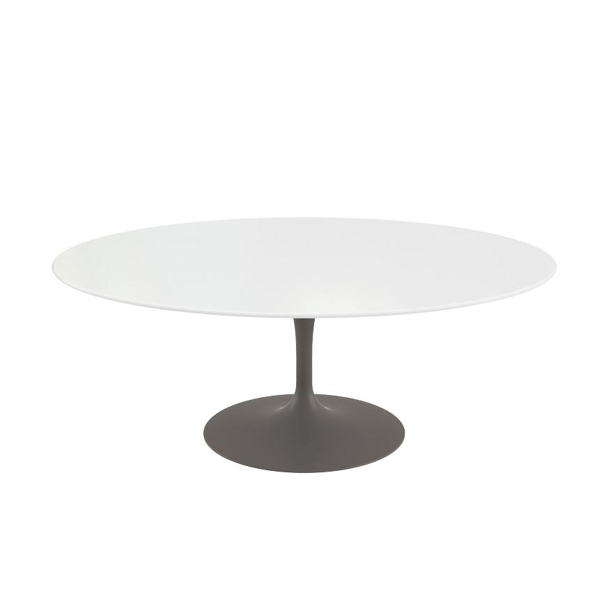 Saarinen Coffee Table - 42” Oval Dining Tables Knoll Grey White laminate, Satin finish
