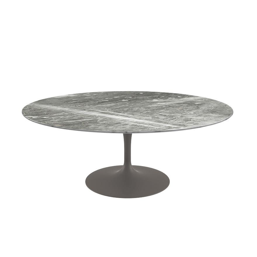 Saarinen Coffee Table - 42” Oval Dining Tables Knoll Grey Grey marble, Shiny finish
