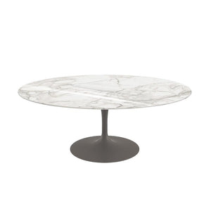 Saarinen Coffee Table - 42” Oval Dining Tables Knoll Grey Calacatta marble, Shiny finish 