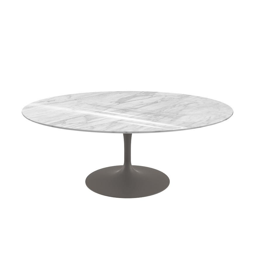 Saarinen Coffee Table - 42” Oval Dining Tables Knoll Grey Carrara marble, Shiny finish