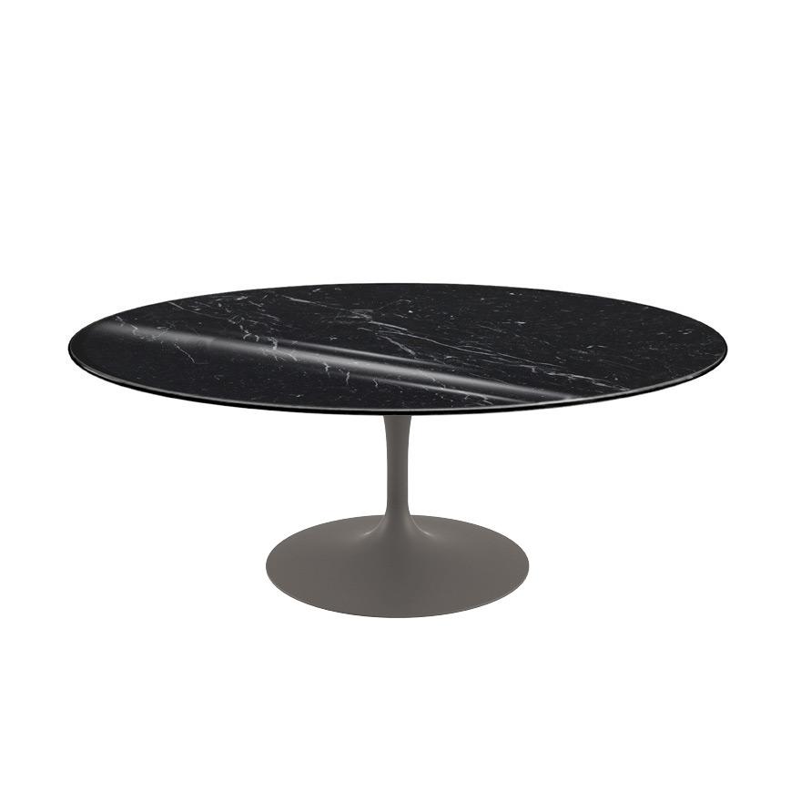 Saarinen Coffee Table - 42” Oval Dining Tables Knoll Grey Nero Marquina marble, Shiny finish